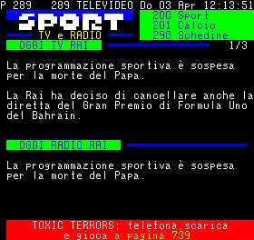 Trasmissioni sportive sospese